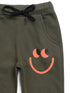 Smiley Towel Print Fleece Suit (Dark Olive Beige)