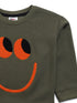 Smiley Towel Print Fleece Suit (Dark Olive Beige)