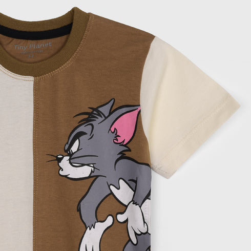 Tom & Jerry Cotton Short Set (Brown-Off White)