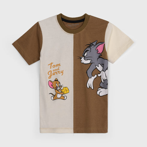 Tom & Jerry Cotton Short Set (Brown-Off White)