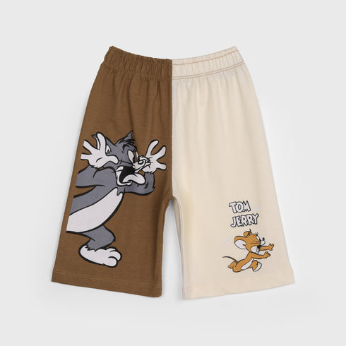 Tom & Jerry Cotton Short Set (Brown-Off White)