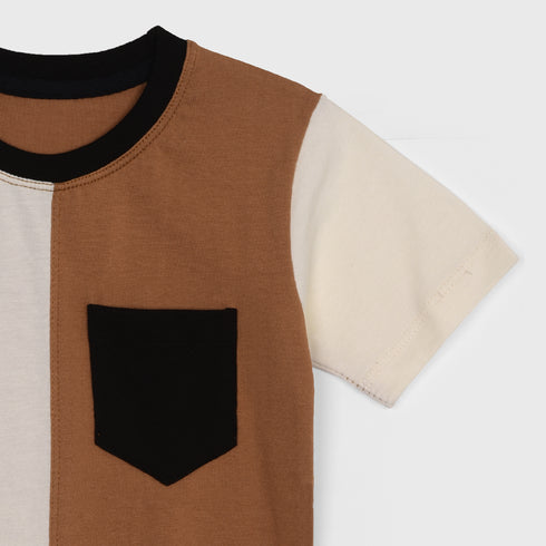Color Block Patched Pocket T-Shirt