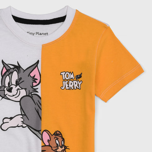 Tom & Jerry Cotton T-Shirt (Yellow-White)