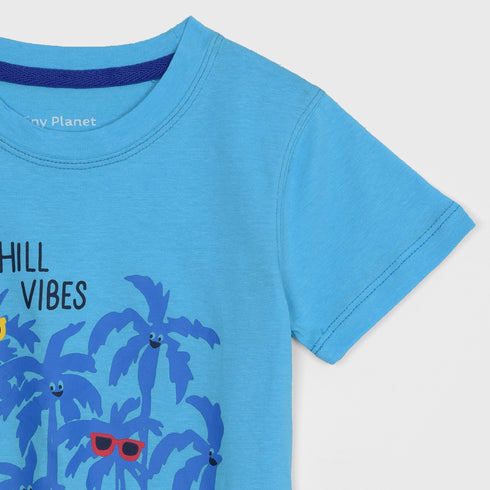 Chill Vibes Cotton T-Shirt (Sky Blue)