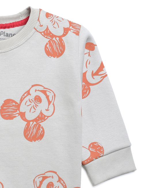 Mickey Themed Fleece Suit (Off-White/Pastel Orange)