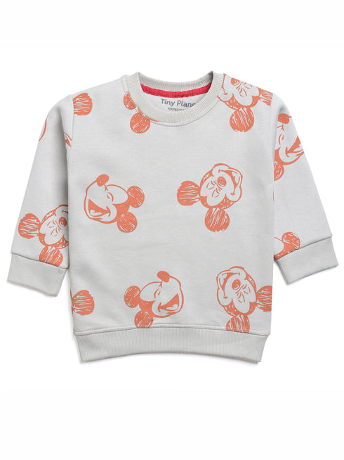 Mickey Themed Fleece Suit (Off-White/Pastel Orange)
