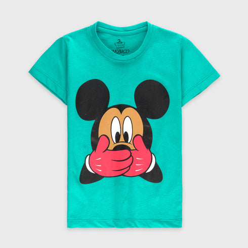 Mickey Mouse Printed Cotton Short Set (Sea Green)