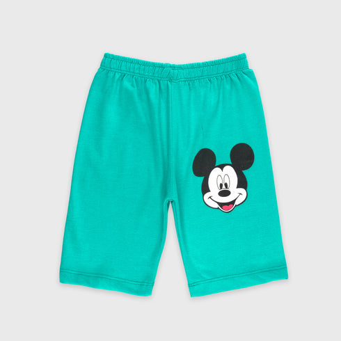 Mickey Mouse Printed Cotton Short Set (Sea Green)