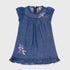 Denim Flowers Embroided Frock (Blue)