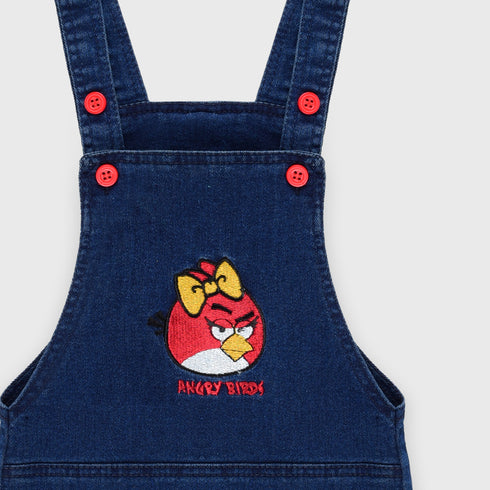 Denim Angry Bird Embroided Frock (Blue)