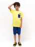Penguin Pocket Cotton Short Set (Yellow-Blue)