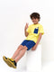 Penguin Pocket Cotton Short Set (Yellow-Blue)