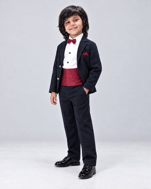Imported Corduroy Tuxedo Formal Suit (Black)