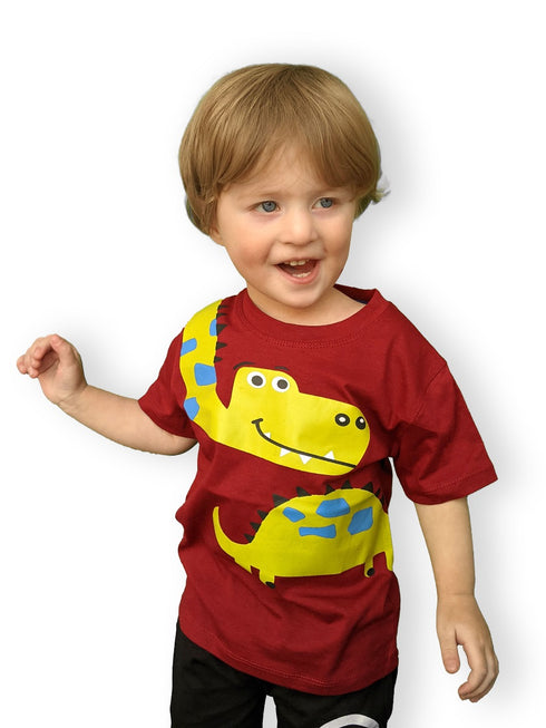 Dinosaur Printed T-Shirt (Maroon)