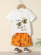 Island Glasses Printed Cotton Short Set (White/Orange)
