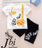 Giraffe Printed Cotton Short Set (Black-White)