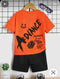 Advance Printed Cotton Short Set (Orange-Black)