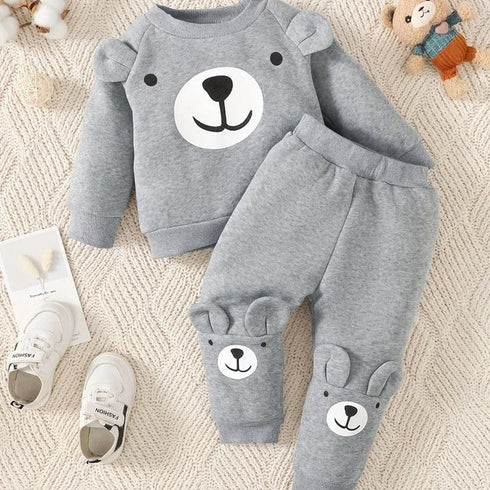 Bear Themed Fleece Suit (Grey)