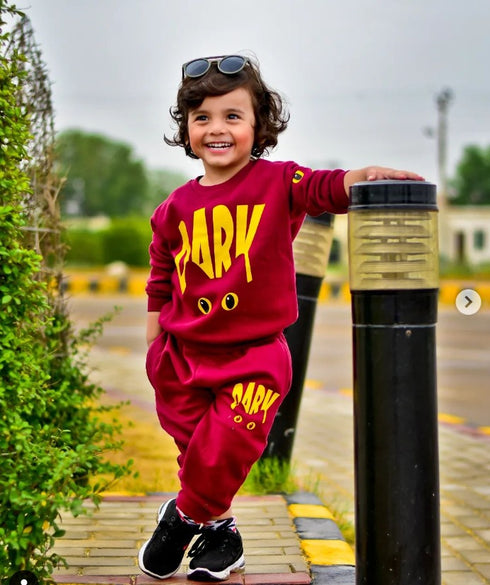 Dark Printed Fleece Suit (Maroon)