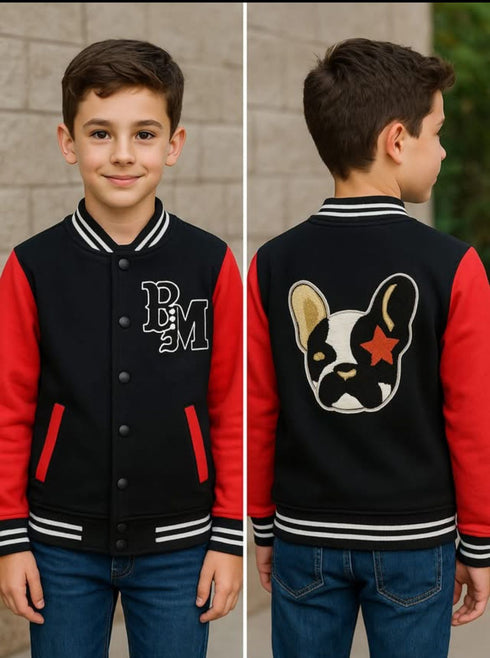 Star Pup Varsity Fleece Jacket (Midnight Red)