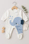 Elephant Themed Fleece Sleepsuit (White)