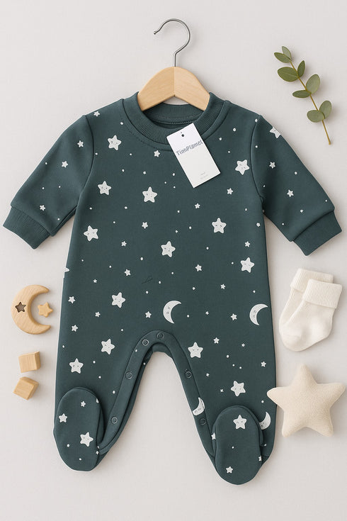 Starry Night Fleece Sleepsuit (Quiet Blue)
