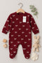 Ribbon Bow Fleece Sleepsuit (Maroon)
