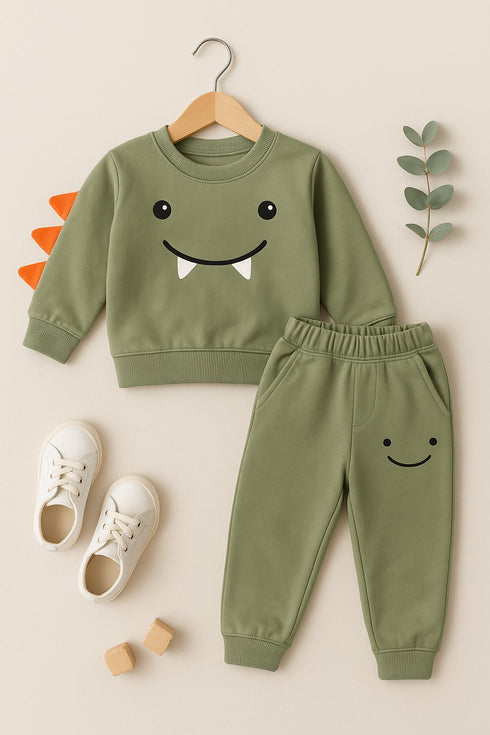 Little Monster Themed Fleece Suit (Green)