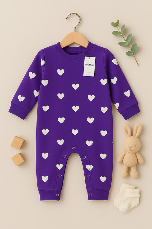 Heart Bloom Fleece Sleepsuit (Royal Purple)
