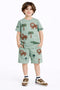 Jungle Jamboree Cotton Short Set (Muted Green)