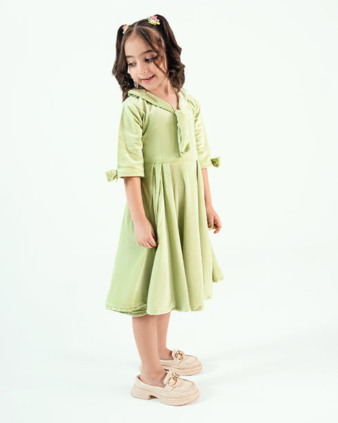 Imported Velour Princess Frock (Green)