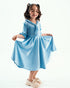 Imported Velour Princess Frock (Sky Blue)