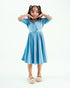Imported Velour Princess Frock (Sky Blue)