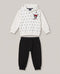 Minnie Heart Embroidered Hooded Fleece Suit (Black & White)