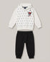 Minnie Heart Embroidered Hooded Fleece Suit (Black & White)