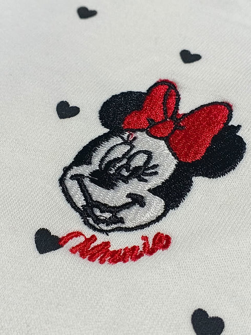 Minnie Heart Embroidered Hooded Fleece Suit (Black & White)