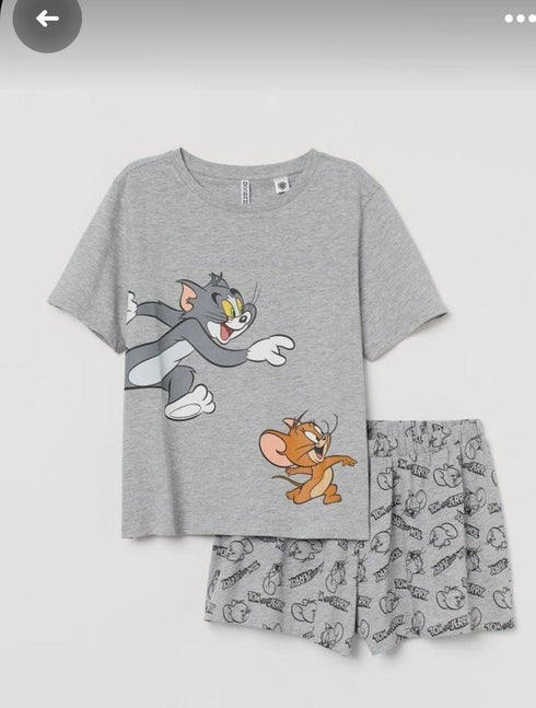 Tom & Jerry Cotton Short Set (Grey)