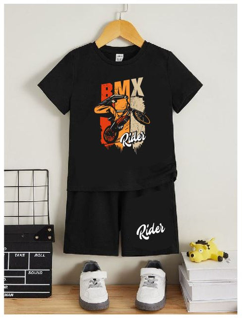 BMX Printed Cotton Short Set (Black)