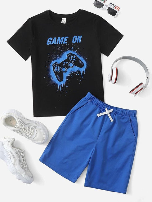 Game On Cotton Short Set (Blue)