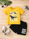 Dinosaur Printed Short Set (Yellow-Black)