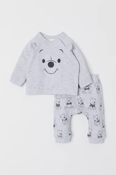 The Pooh Peek-a-Boo Fleece Suit (Heather Grey)