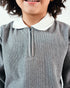 Imported Ribbed Classic Zip Polo 2 Piece Set (Charcoal Grey)