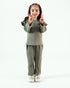 Frill Sleeves Imported Ribbed Classic Polo 2 Piece Set (Olive Green)