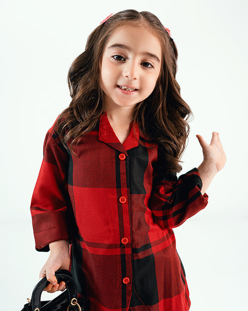Imported Flannel Shirt with Imported Wash & Wear Trouser Set (Red & Black)
