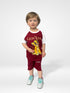 Lion King Raglan Sleeves Short Set (Maroon-White)