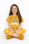 Frill Sleeves Polka Bambi Cotton Trouser Set (Mustard)
