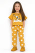 Frill Sleeves Polka Bambi Cotton Trouser Set (Mustard)