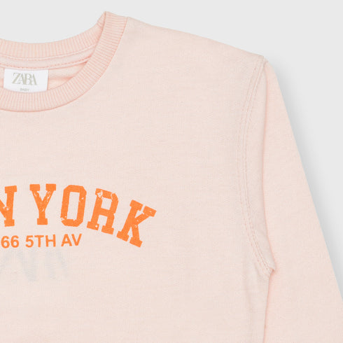 Zara New York Fleece Sweatshirt (Peach)
