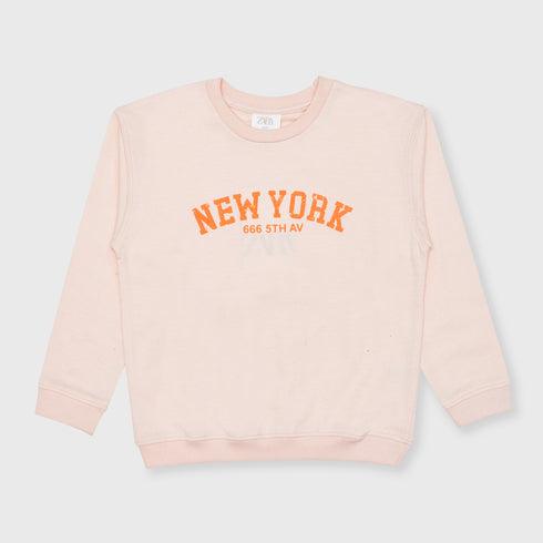 Zara New York Fleece Sweatshirt (Peach)