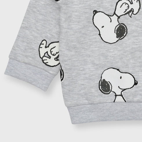 H&M Snoopy Printed Fleece Sweatshirt (Light Grey)